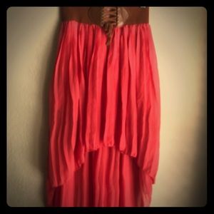 Orange brown hi lo skirt